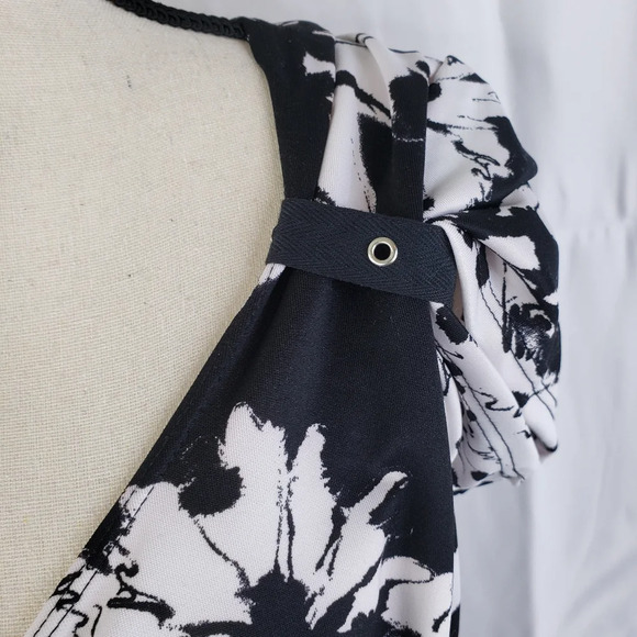 Demi Loon Black-White Floral Bombshell Vixen Pin up Back Corset Tie Dress Sz 2XL - Picture 5 of 14